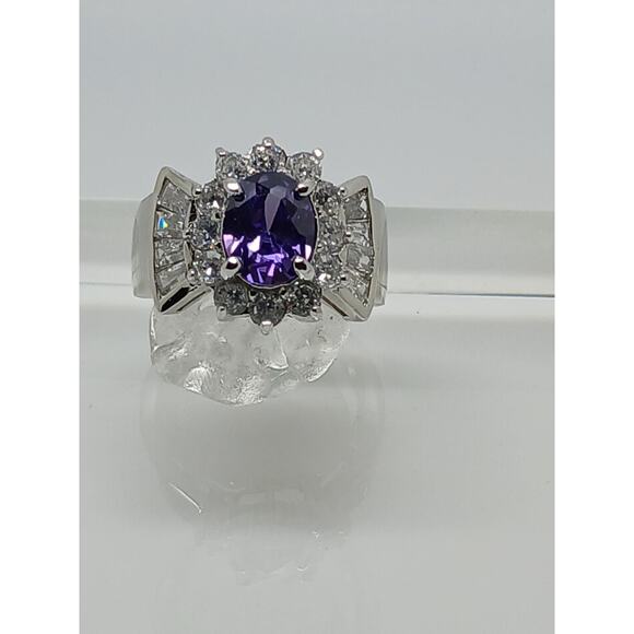 Estate Vintage Ring In Sterling Silver With Prong & Baguette Setting - Size 6.5 - Picture 1 of 10